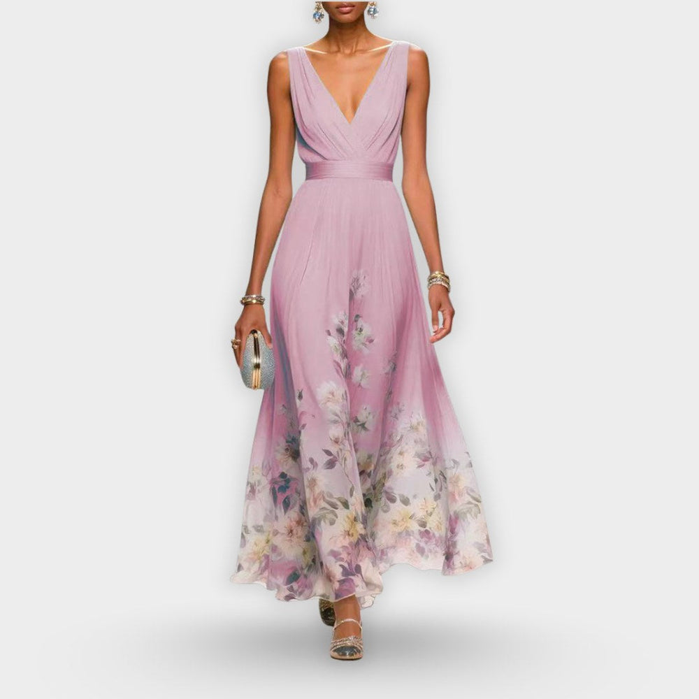 Madeline | Women's Elegant Midi Dress - Pink