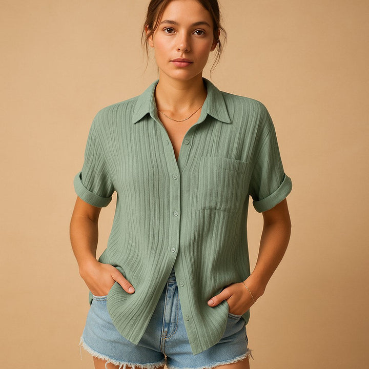 Madelyn | Women's Cotton Gauze Short Sleeve Shirt - image 6