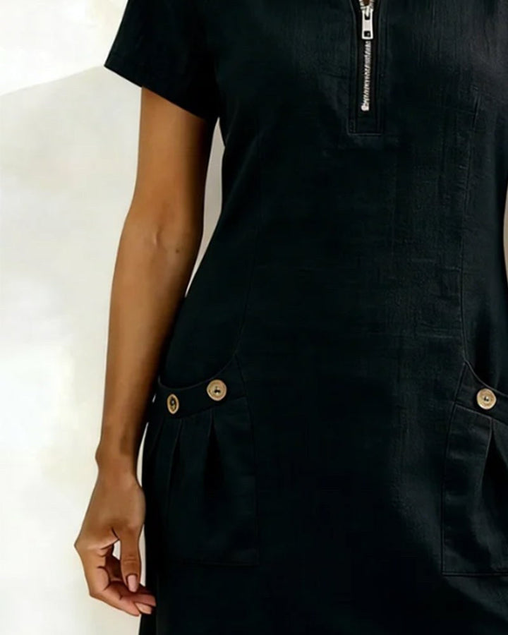 Madison | Women's A-Line Linen Midi Dress with Pockets - image 8