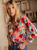 Madison | Women's Button-Down Long Sleeve Blouse with Floral Print - image 5