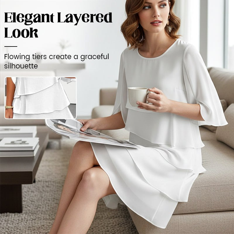 Madison | Women's Chic Puff Sleeve Layered Dress - image 2