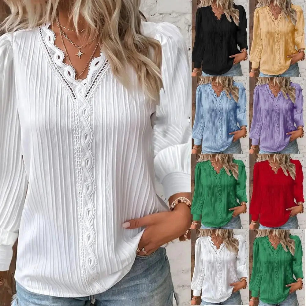 Madison | Women's Chiffon Blouse with Lace Accents - image 8