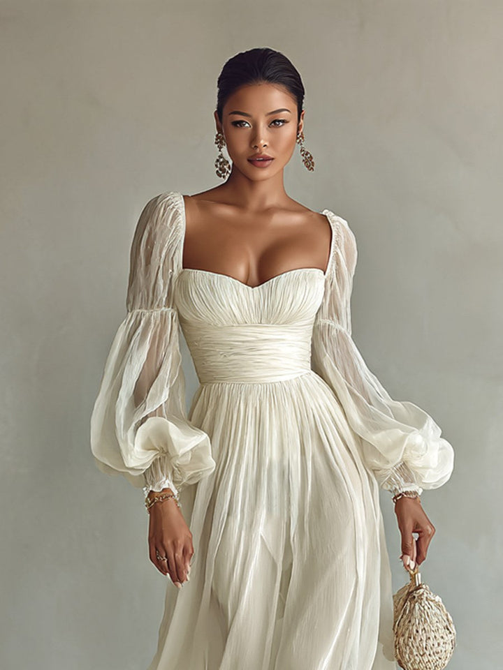 Madison | Women's Chiffon Square Neck Long Sleeve Maxi Dress - image 2