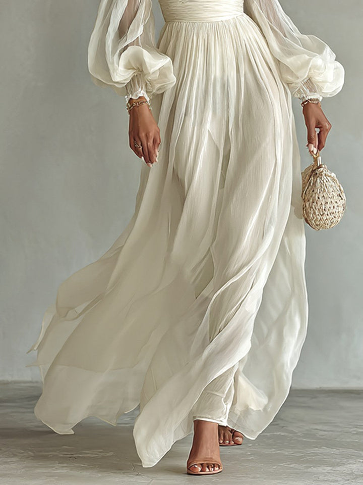 Madison | Women's Chiffon Square Neck Long Sleeve Maxi Dress - image 3