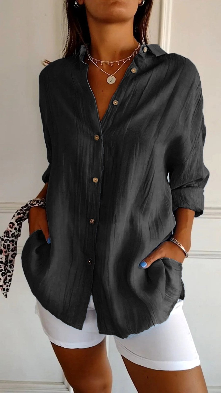 Madison | Women's Linen Button-Down Shirt - White