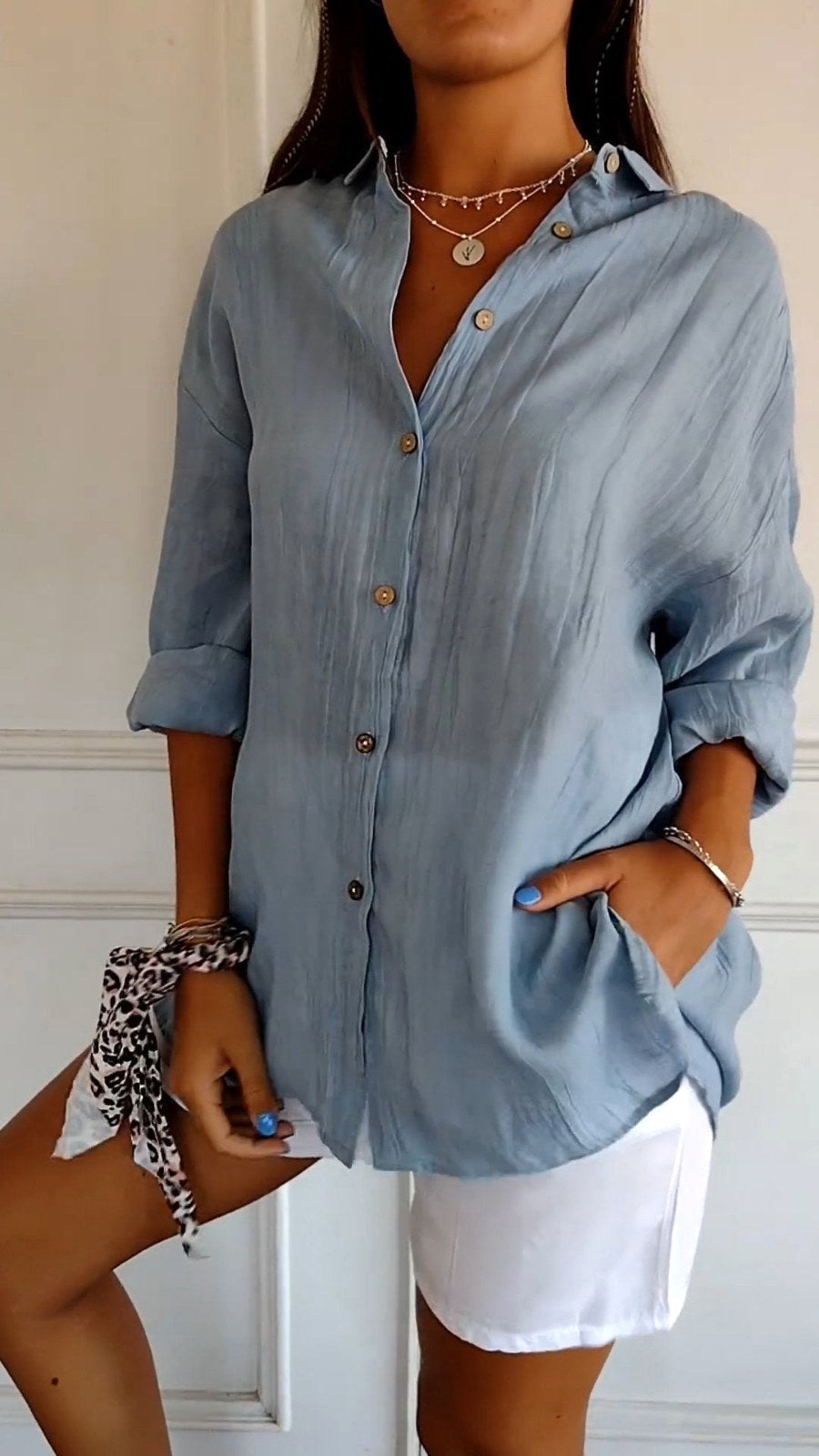 Madison | Women's Linen Button-Down Shirt - Khaki