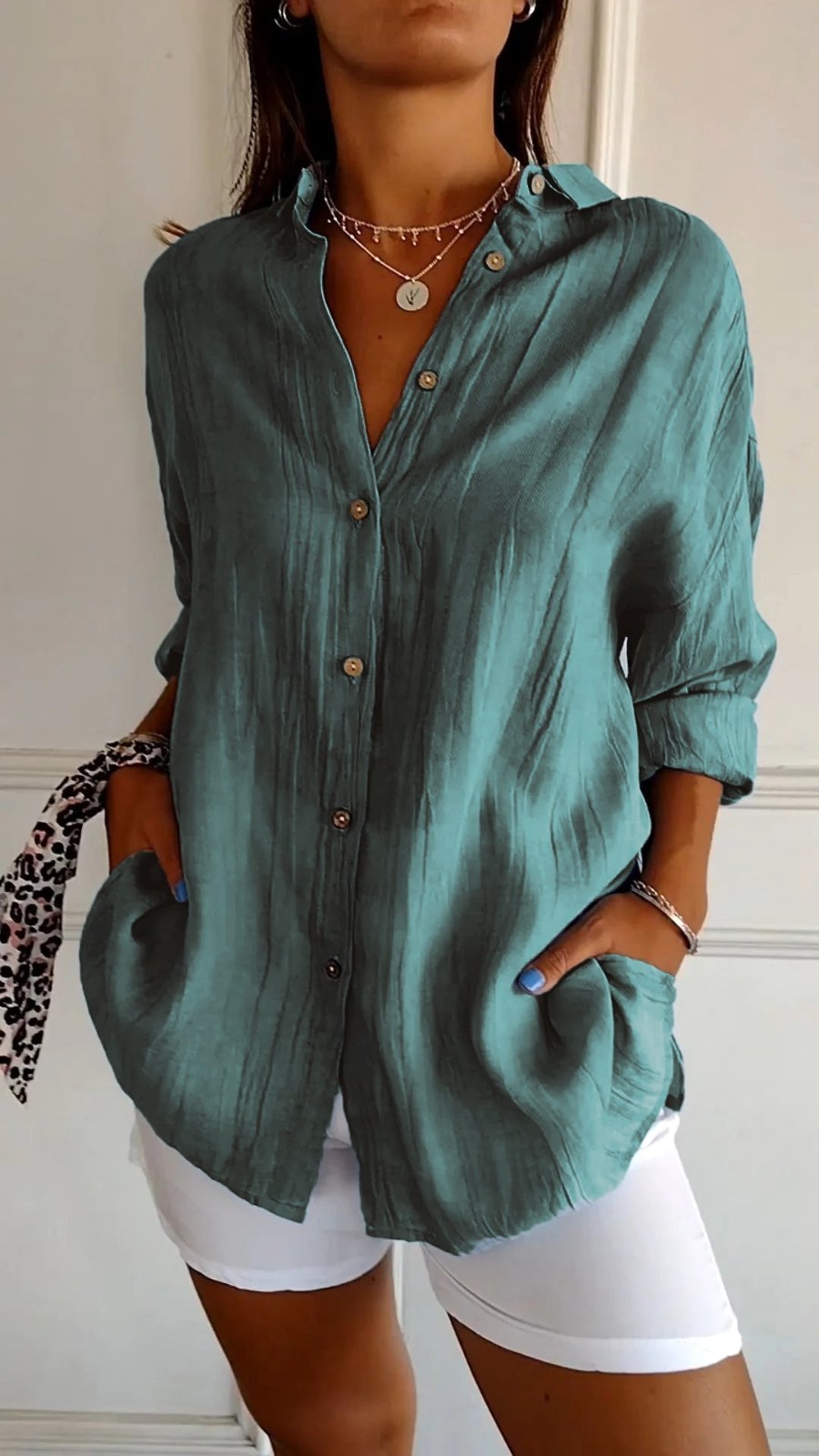 Madison | Women's Linen Button-Down Shirt - Red