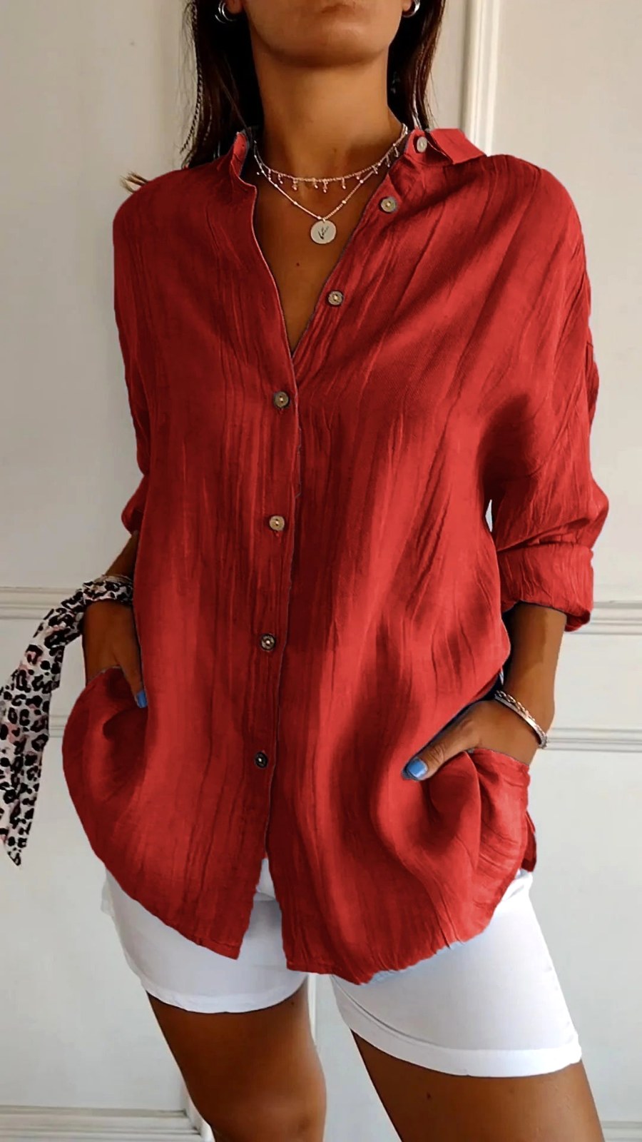 Madison | Women's Linen Button-Down Shirt - Green
