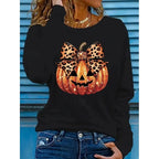 Madison | Women's Long-Sleeve Pumpkin Top, Shimmering Autumn Top | Animated Apparel | Dark Gray