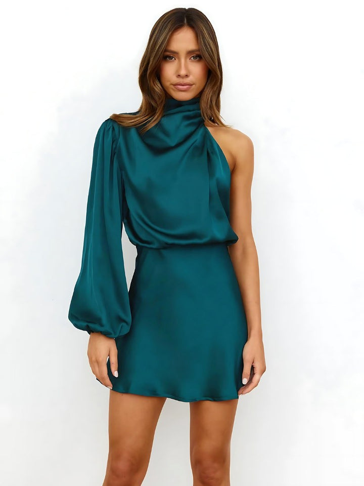 Madison | Women's One-Shoulder Asymmetrical Satin Midi Dress - image 9
