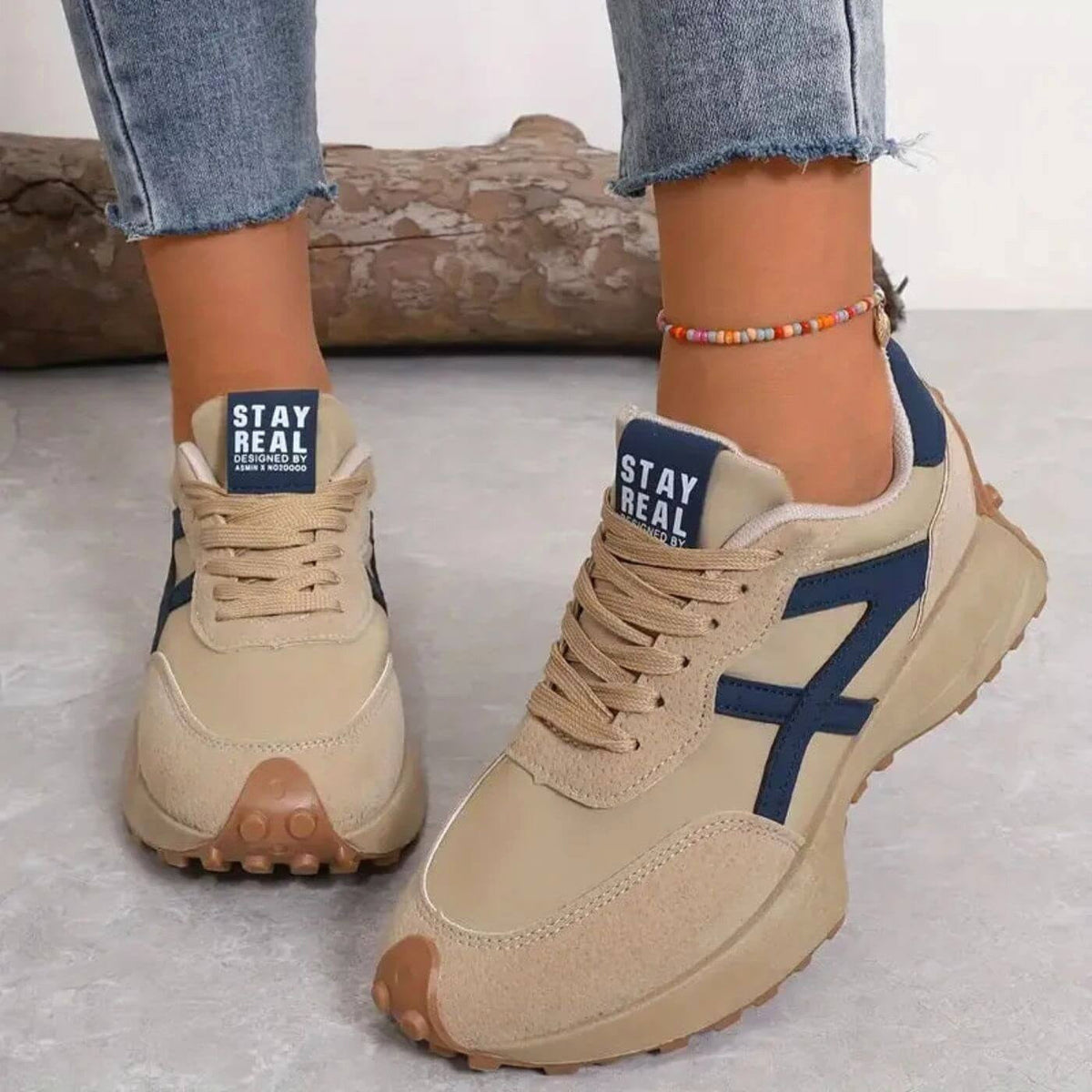 Madison | Women's Slip-Resistant Sneakers with Breathable Design - Beige
