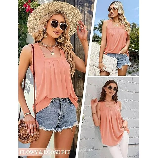 Madison | Women's Square Neck Pleated Tank Top - image 9