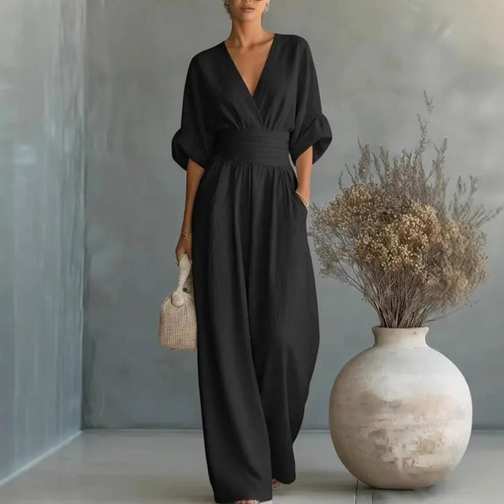 Madison | Women's V-Neck Summer Jumpsuit - Black
