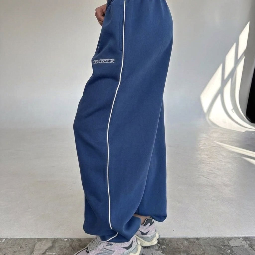 Maelle | Women's Baggy-Fit Sweatpants with Side Stripe, Wide-Leg Lounge Trousers | Animated Apparel | Pink