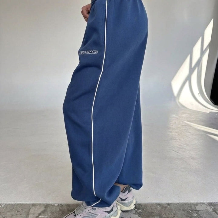 Maelle | Women's Baggy-Fit Sweatpants with Side Stripe, Wide-Leg Lounge Trousers | Animated Apparel | Pink
