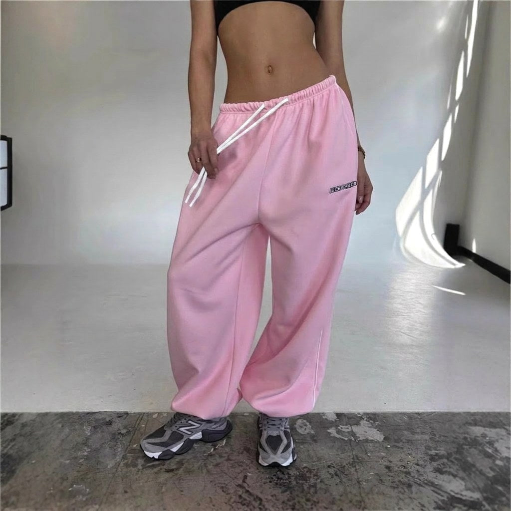 Maelle | Women's Baggy-Fit Sweatpants with Side Stripe, Wide-Leg Lounge Trousers | Animated Apparel | Grey