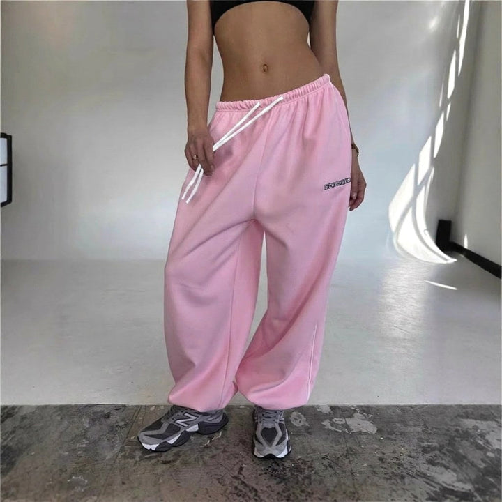 Maelle | Women's Baggy-Fit Sweatpants with Side Stripe, Wide-Leg Lounge Trousers | Animated Apparel | Grey