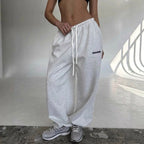 Maelle | Women's Baggy-Fit Sweatpants with Side Stripe, Wide-Leg Lounge Trousers | Animated Apparel | Yellow