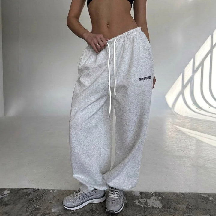 Maelle | Women's Baggy-Fit Sweatpants with Side Stripe, Wide-Leg Lounge Trousers | Animated Apparel | Yellow