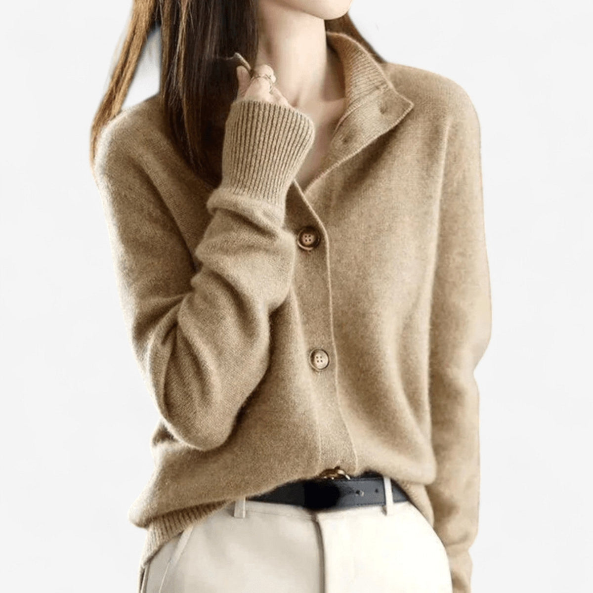 Mallory | Women's Cashmere Cardigan, Classic Button-Front Cardigan | Animated Apparel