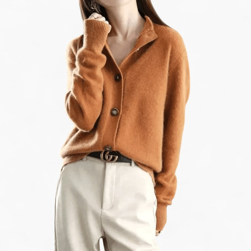 Mallory | Women's Cashmere Cardigan, Classic Button-Front Cardigan | Animated Apparel