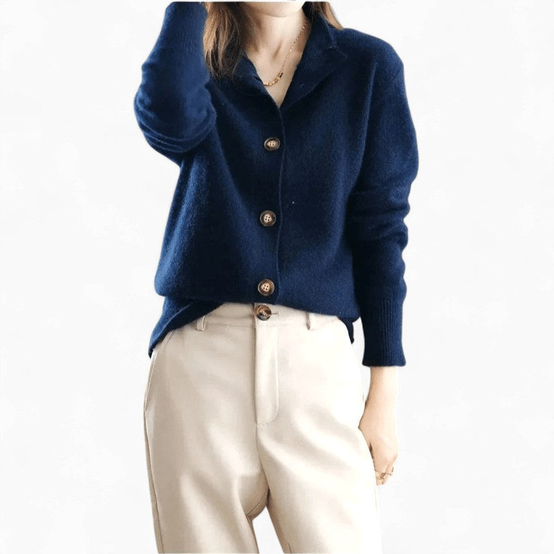 Mallory | Women's Cashmere Cardigan, Classic Button-Front Cardigan | Animated Apparel