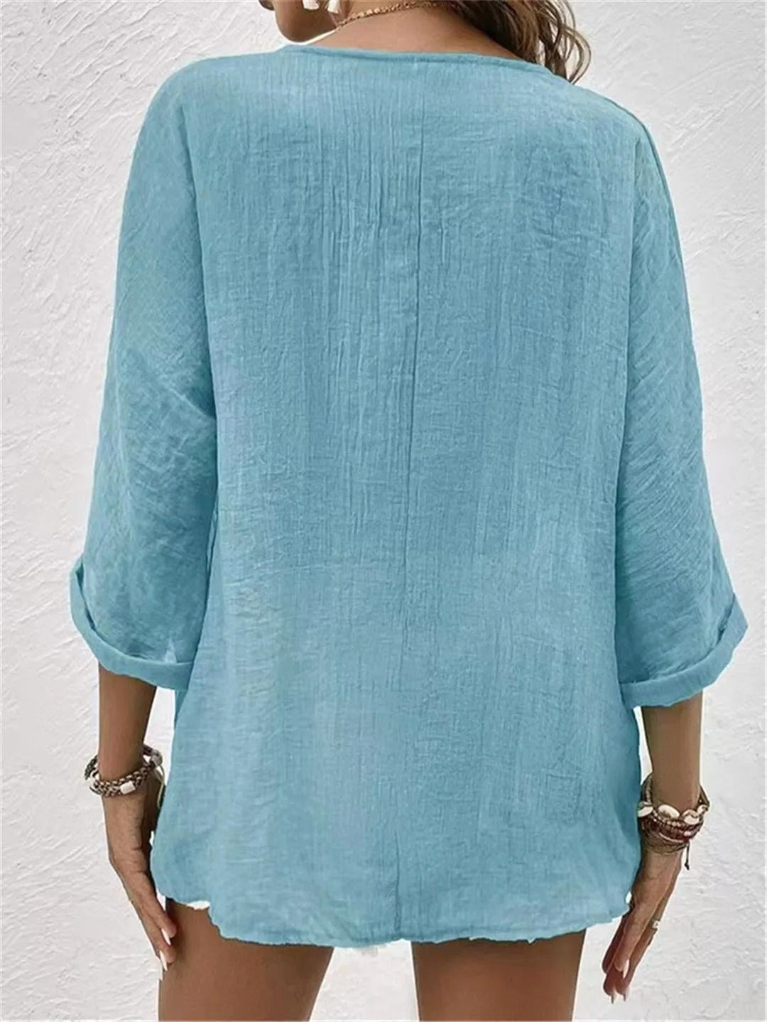 Mallory | Women's V-Neck Button-Front Blouse Top - image 2