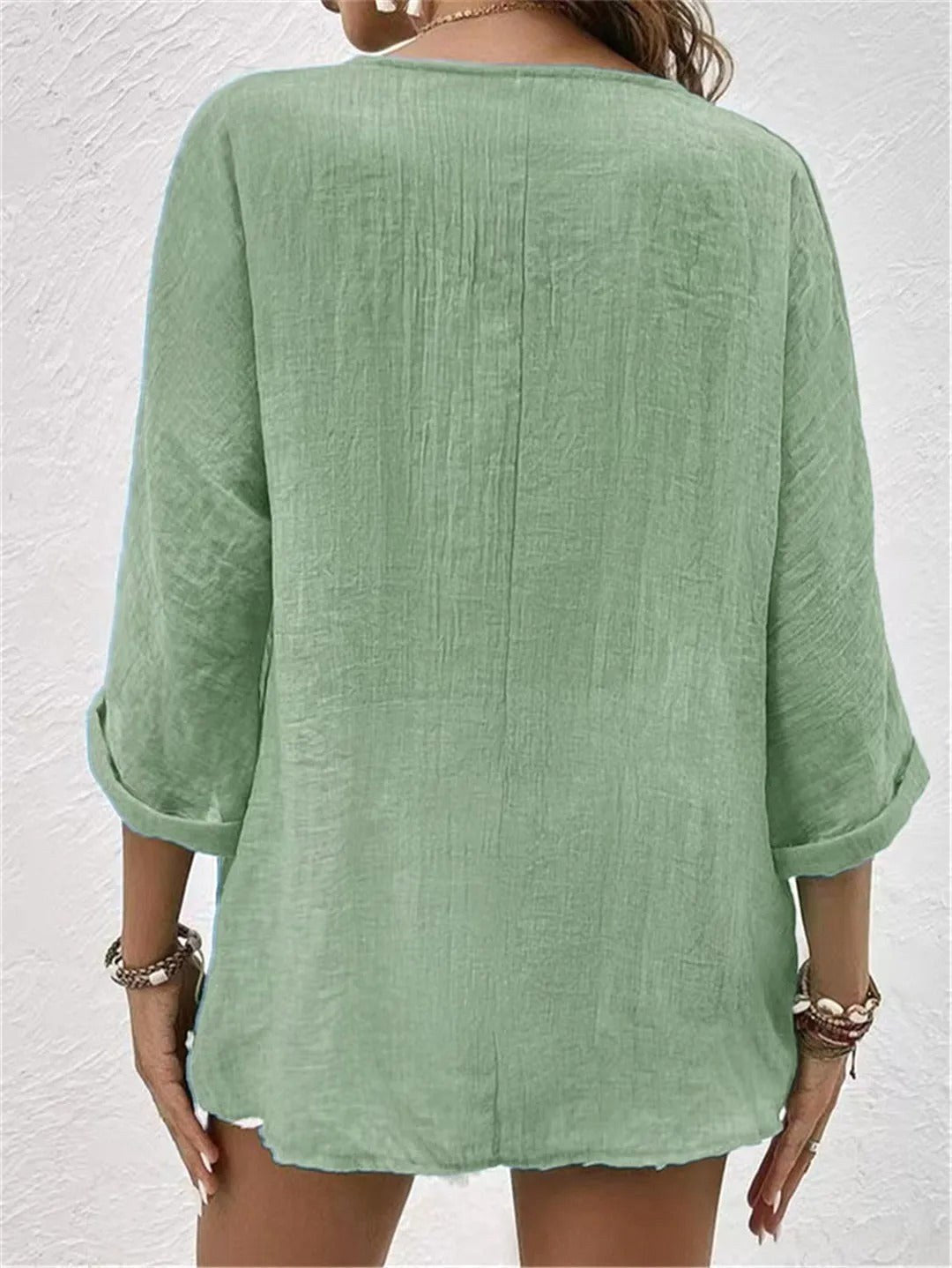 Mallory | Women's V-Neck Button-Front Blouse Top - image 4