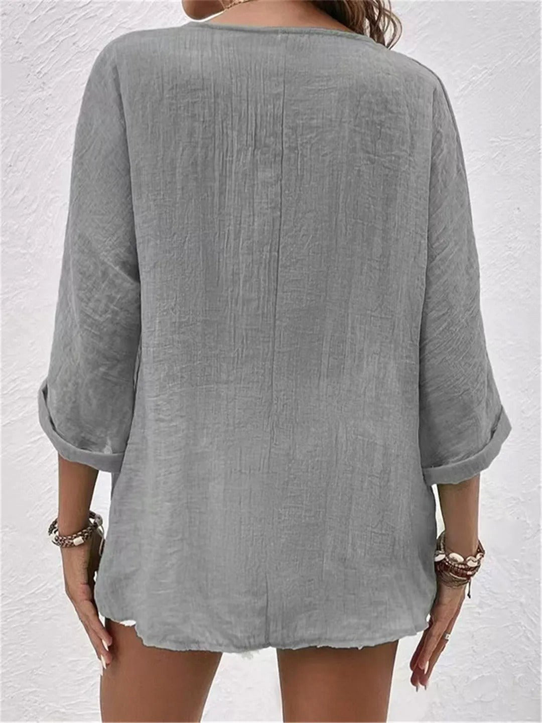 Mallory | Women's V-Neck Button-Front Blouse Top - image 6
