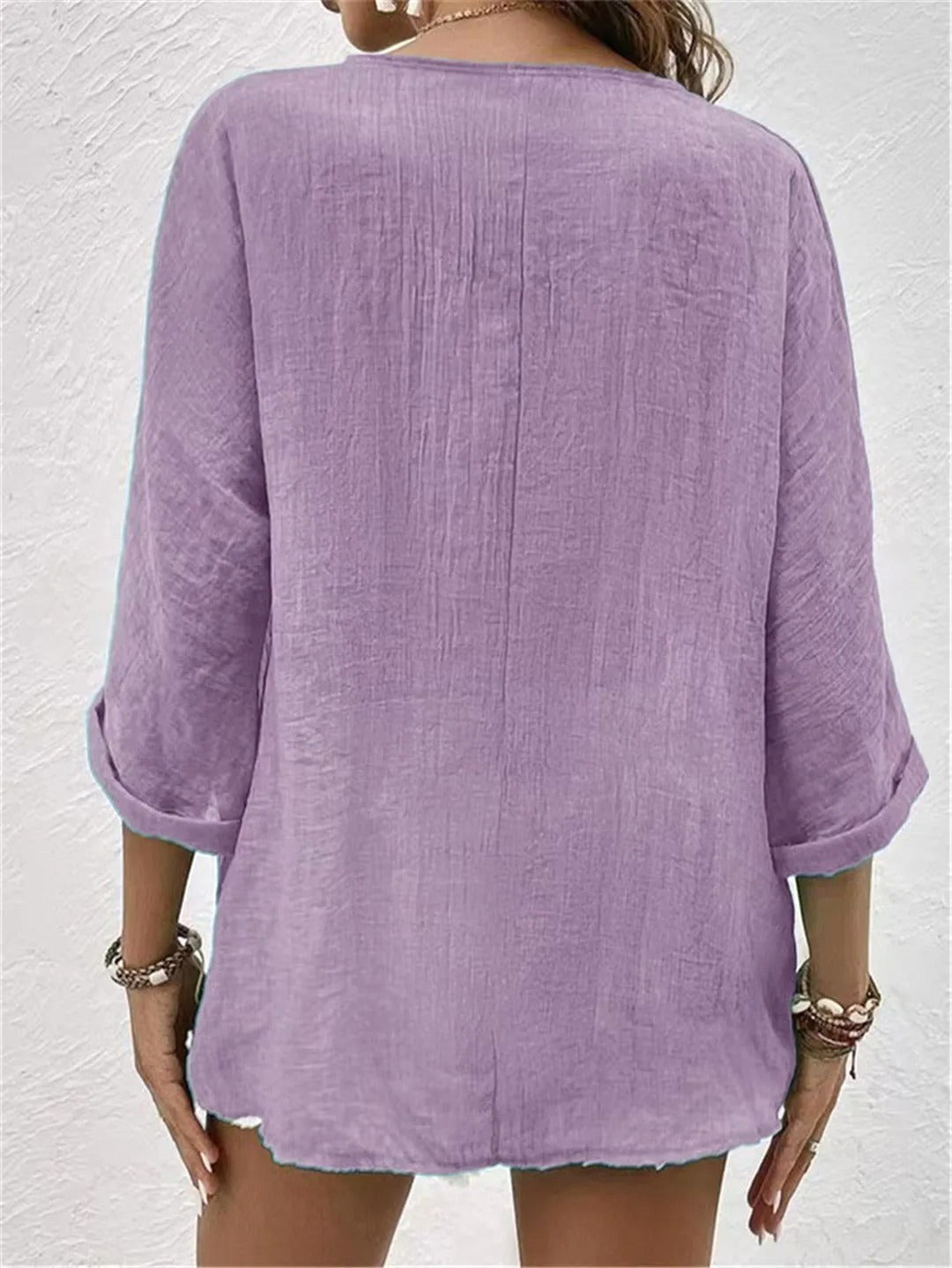 Mallory | Women's V-Neck Button-Front Blouse Top - image 8