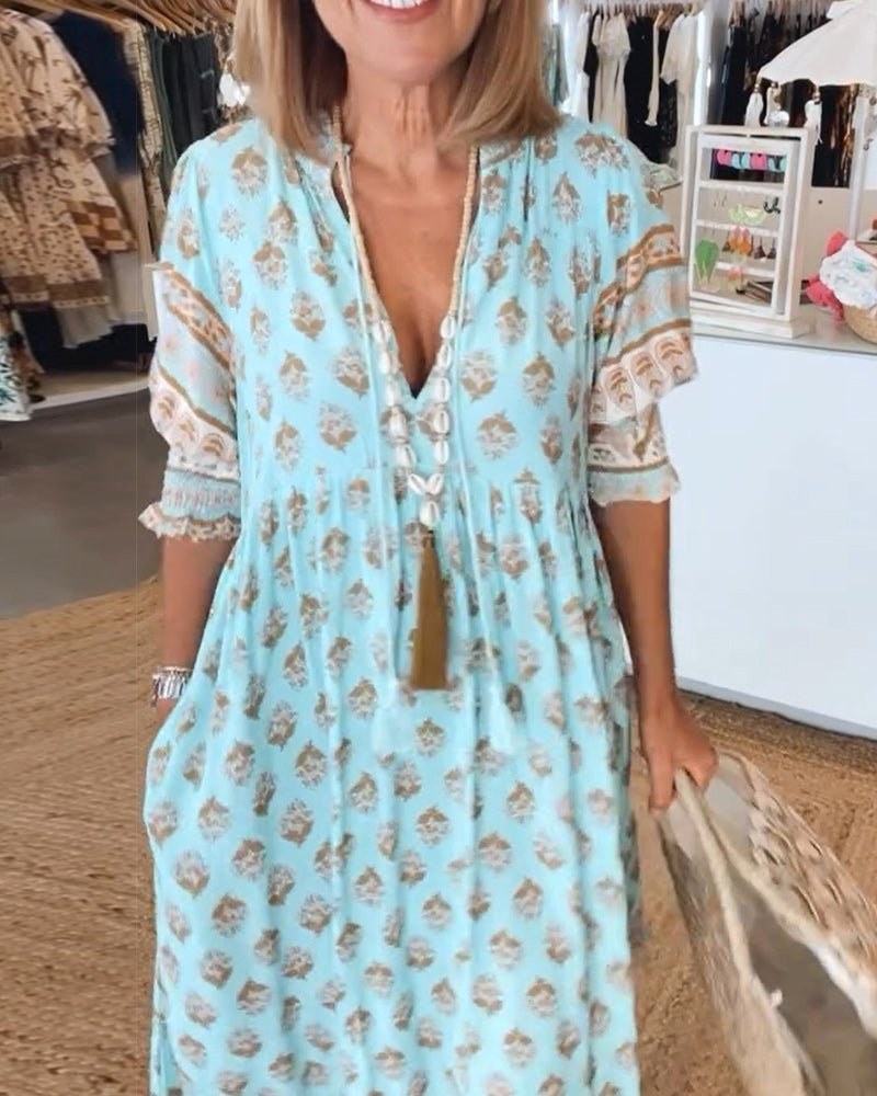 Mana | Women's Floral V-Neck Midi Dress - image 15