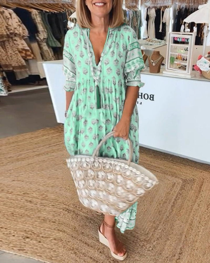 Mana | Women's Floral V-Neck Midi Dress - image 18