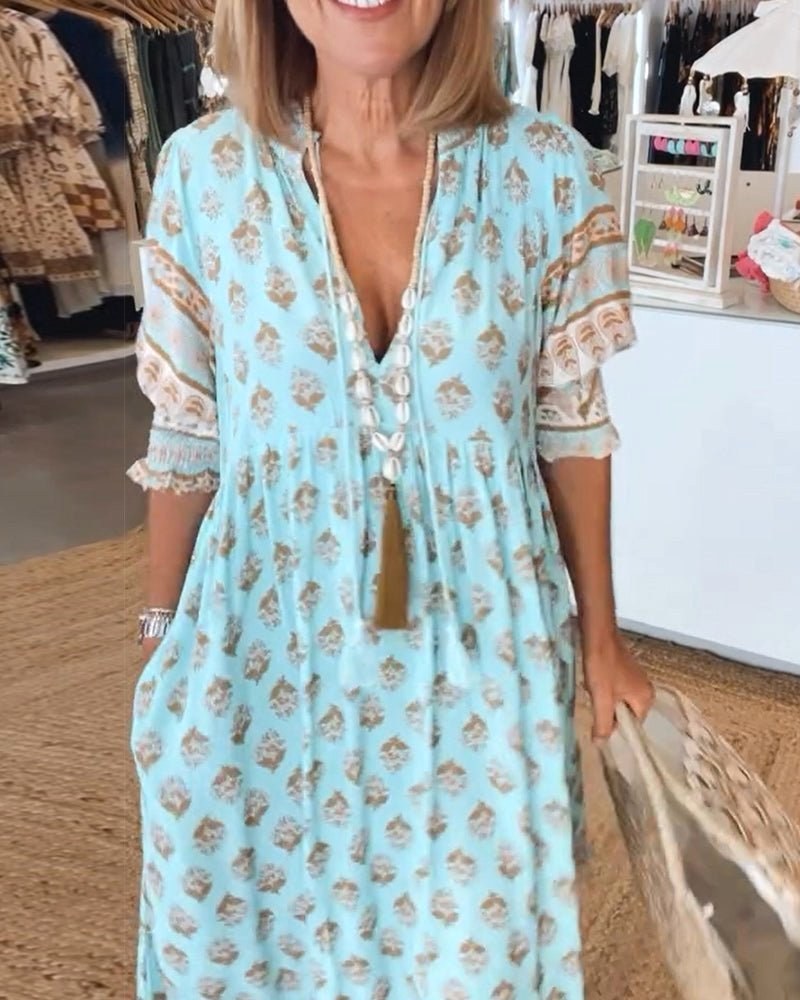 Mana | Women's Floral V-Neck Midi Dress - image 5