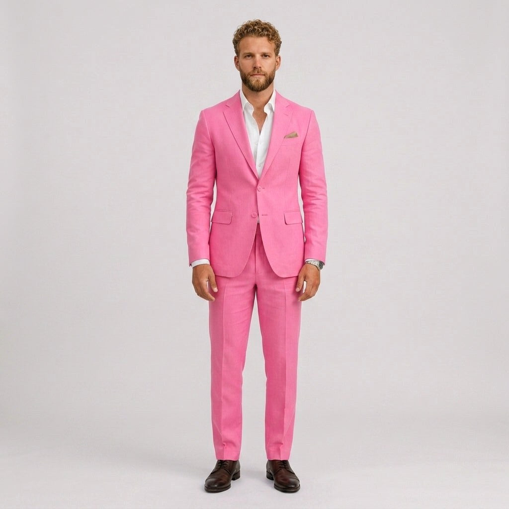 Eli | Men's Slim-Fit Linen Suit, Tailored Two-Piece Suit | Animated Apparel