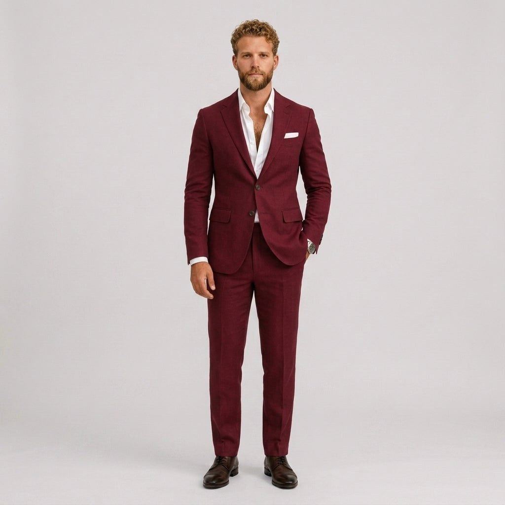 Eli | Men's Slim-Fit Linen Suit, Tailored Two-Piece Suit | Animated Apparel