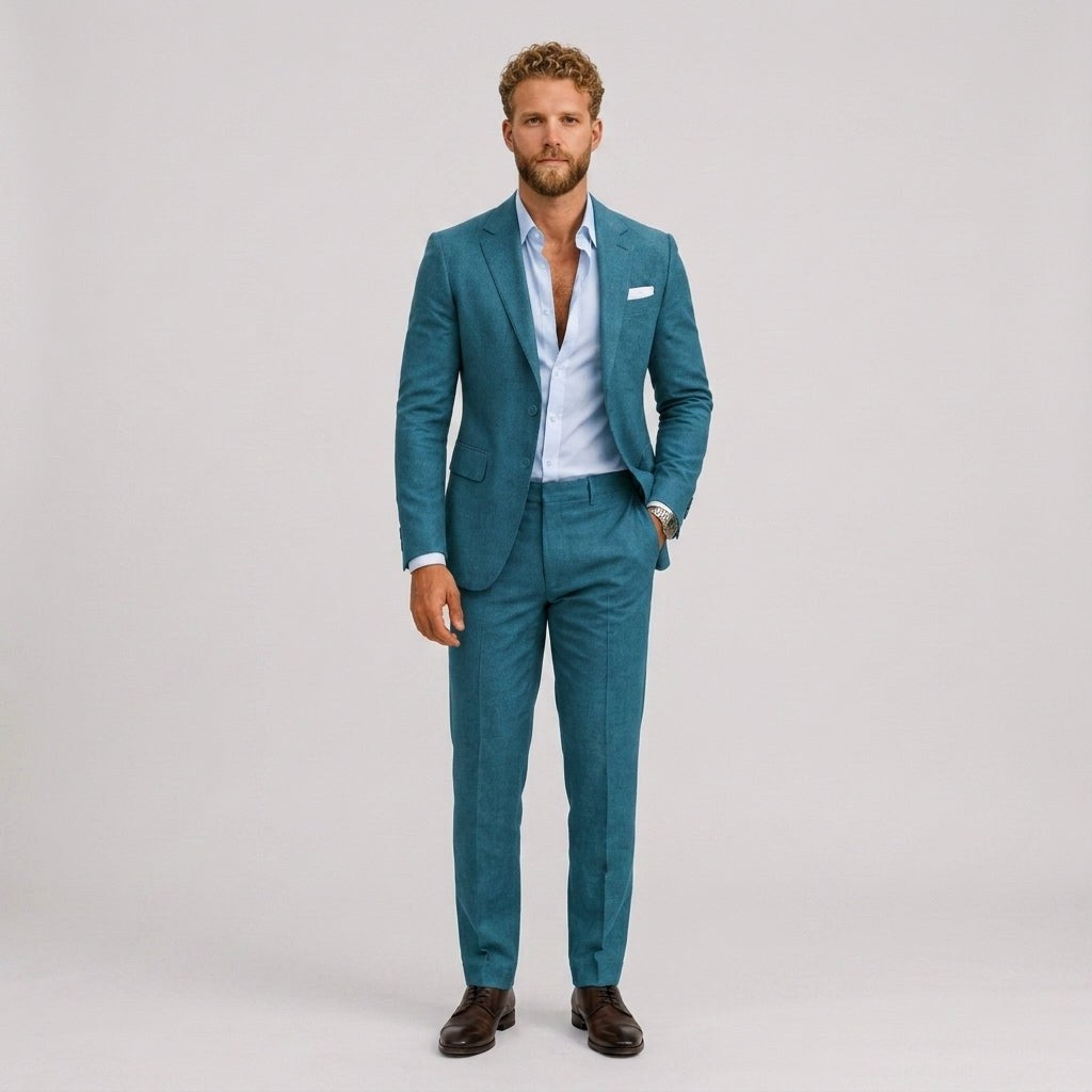 Eli | Men's Slim-Fit Linen Suit, Tailored Two-Piece Suit | Animated Apparel