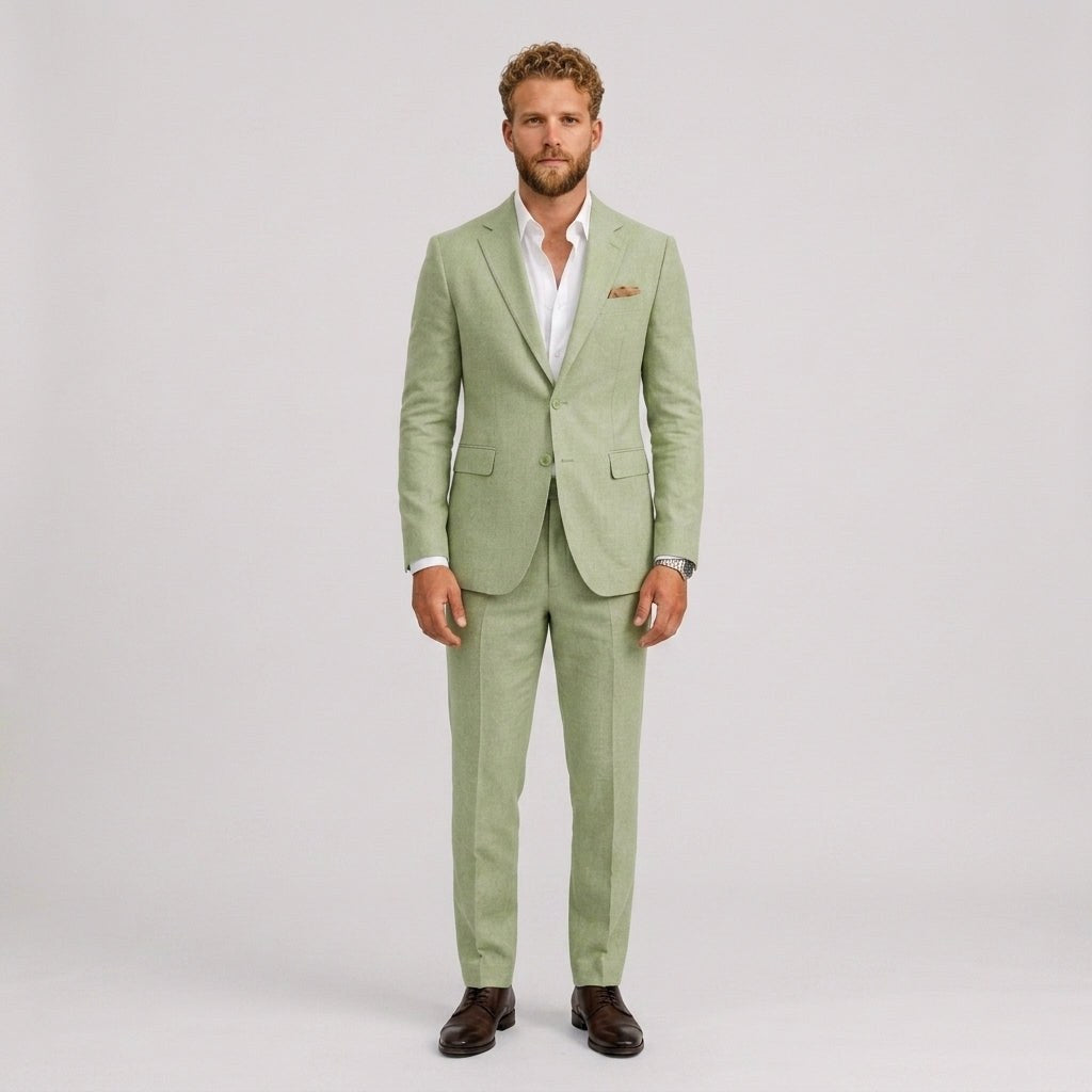 Eli | Men's Slim-Fit Linen Suit, Tailored Two-Piece Suit | Animated Apparel