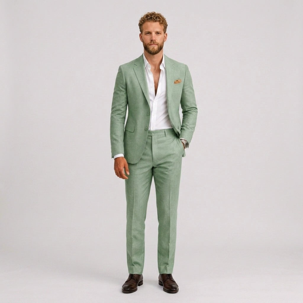 Eli | Men's Slim-Fit Linen Suit, Tailored Two-Piece Suit | Animated Apparel