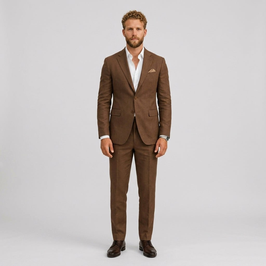Eli | Men's Slim-Fit Linen Suit, Tailored Two-Piece Suit | Animated Apparel