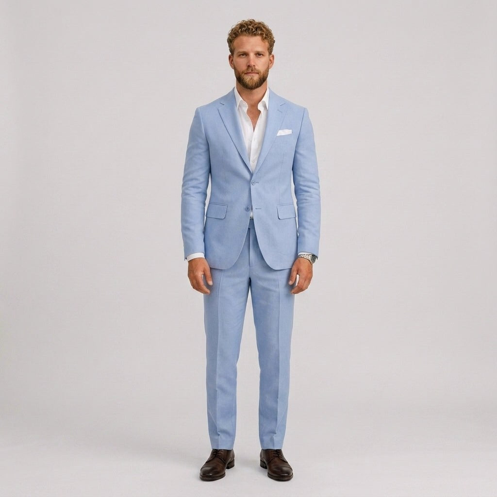 Eli | Men's Slim-Fit Linen Suit, Tailored Two-Piece Suit | Animated Apparel