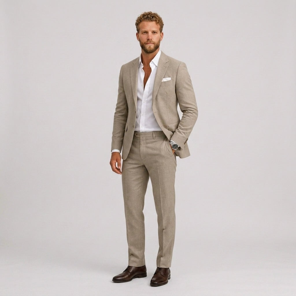 Eli | Men's Slim-Fit Linen Suit, Tailored Two-Piece Suit | Animated Apparel