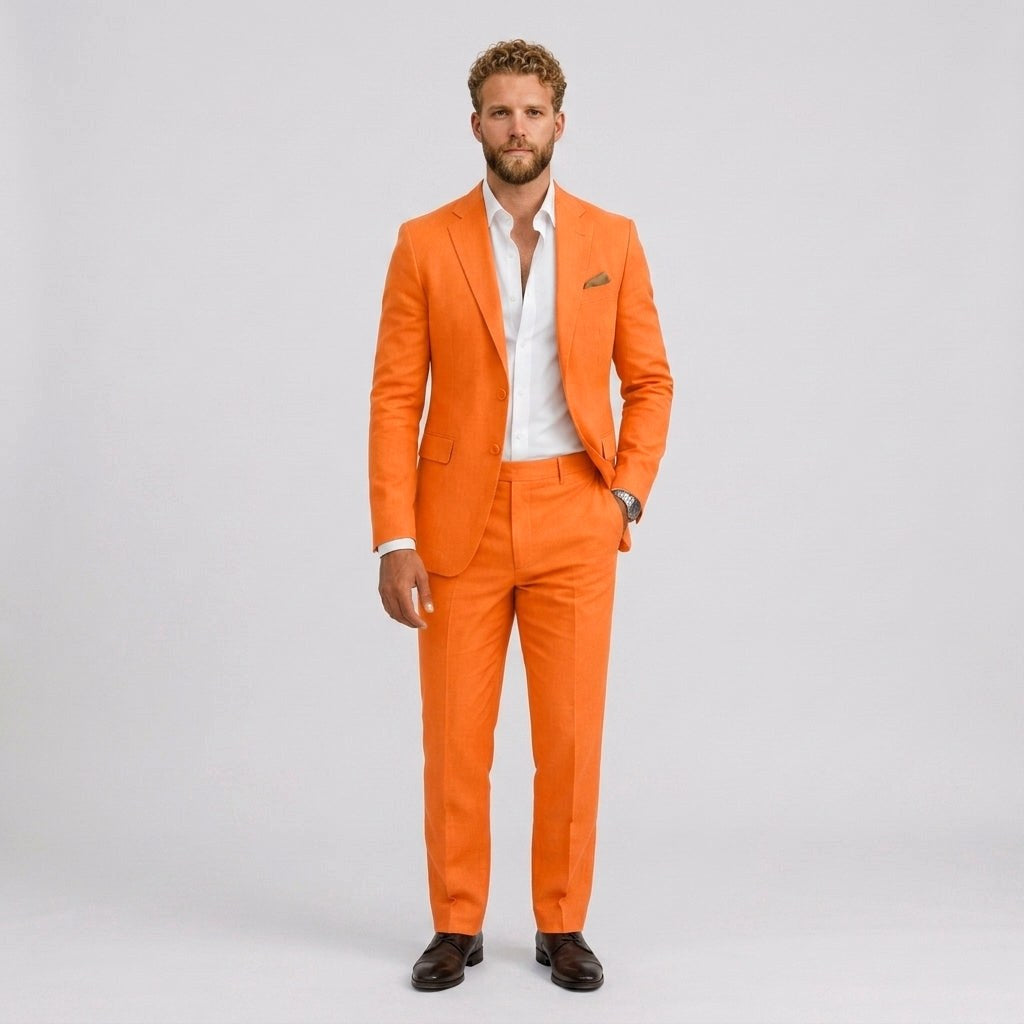 Eli | Men's Slim-Fit Linen Suit, Tailored Two-Piece Suit | Animated Apparel