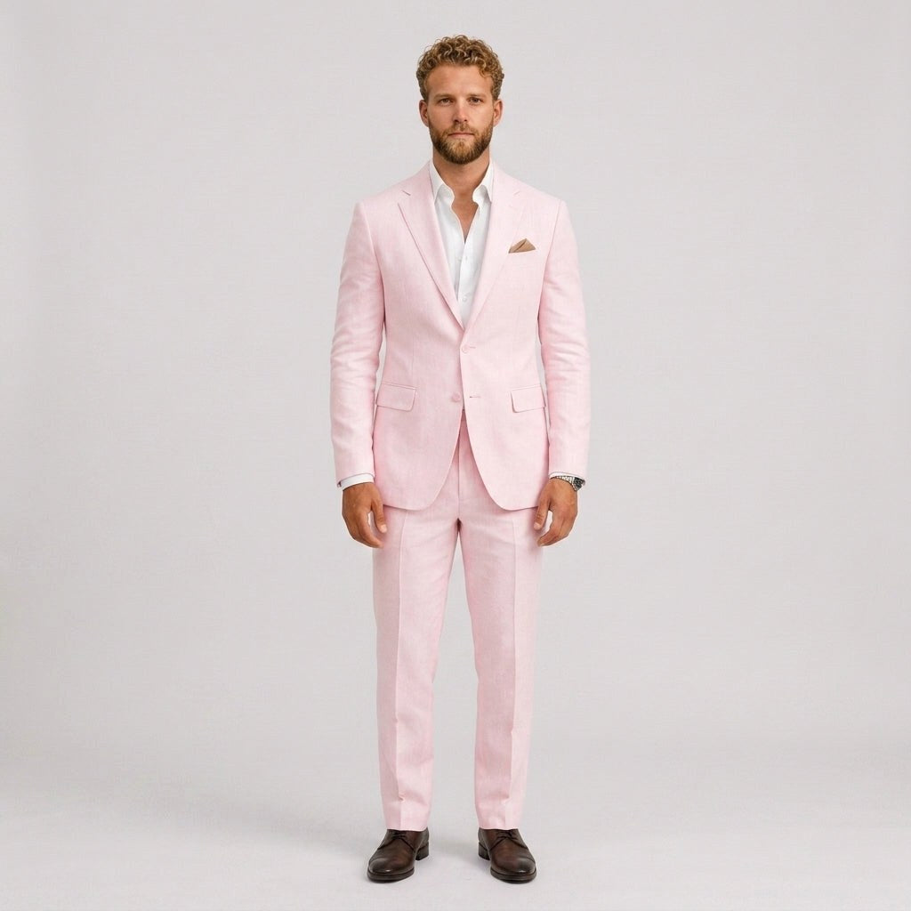 Eli | Men's Slim-Fit Linen Suit, Tailored Two-Piece Suit | Animated Apparel