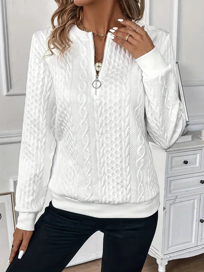 Margot | Women's Quarter-Zip Knit Jumper, Cosy Everyday Jumper | Animated Apparel | Grey