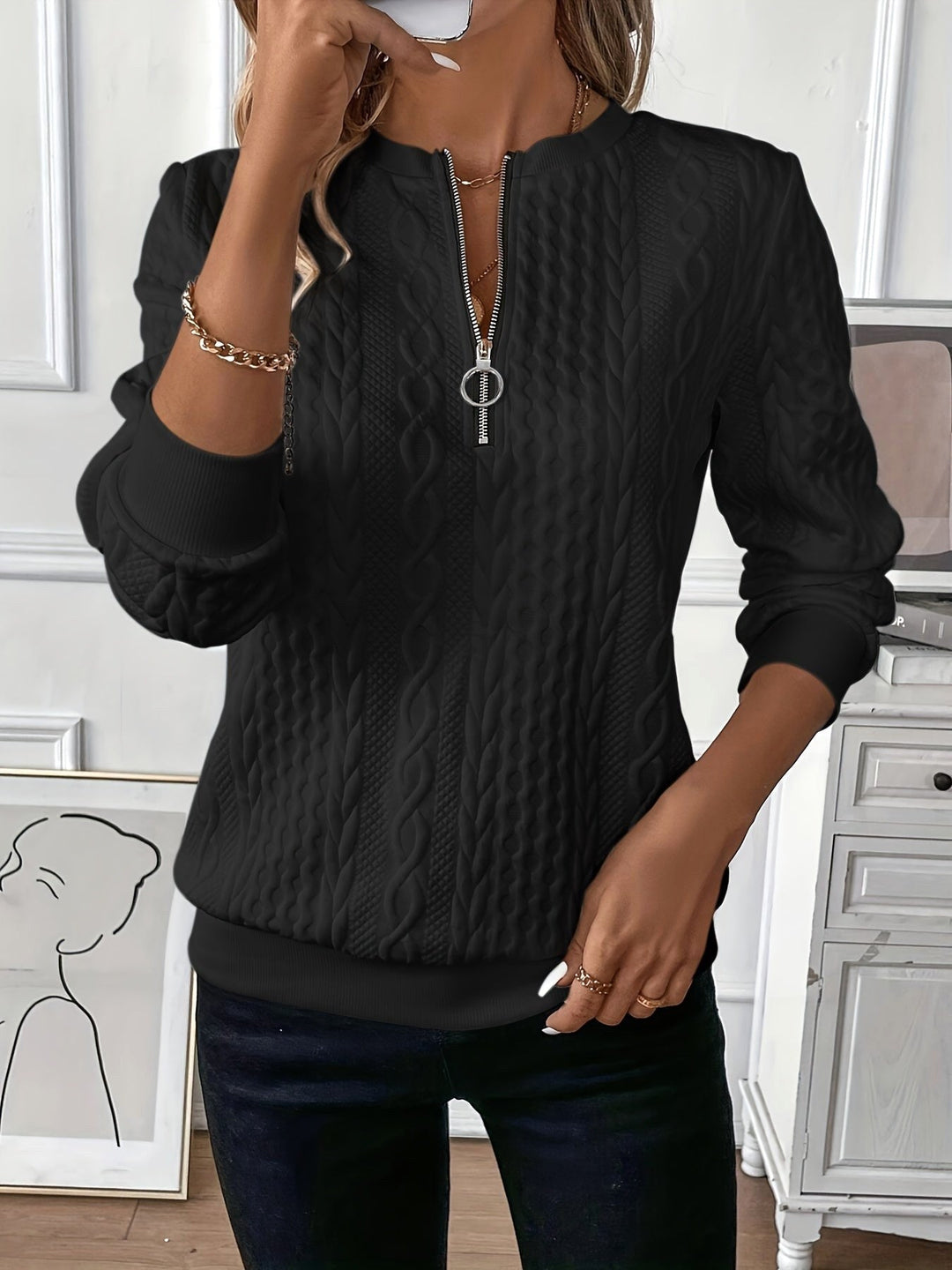 Margot | Women's Quarter-Zip Knit Jumper, Cosy Everyday Jumper | Animated Apparel