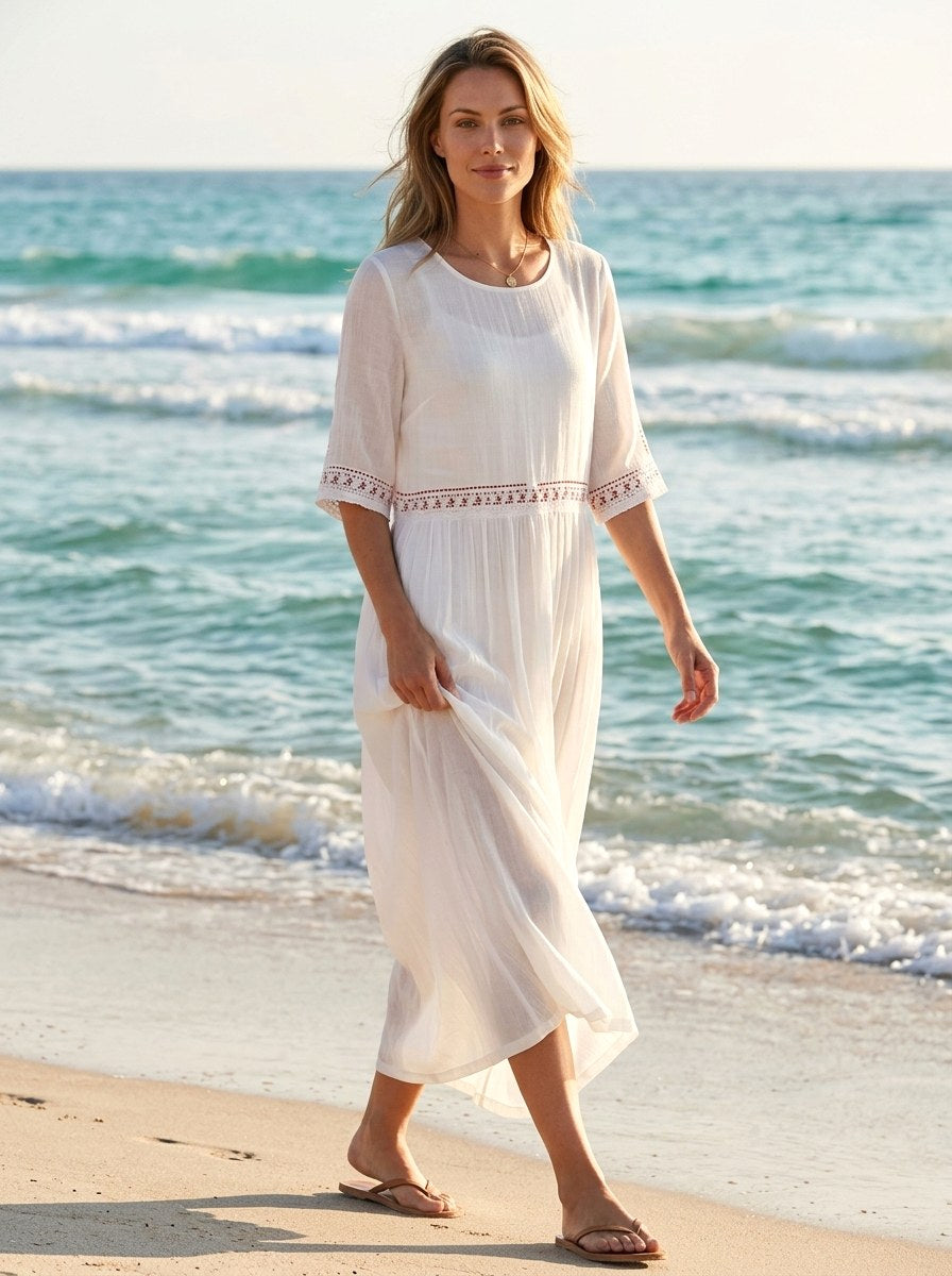 Maribel | Women's Cotton Midi Dress - image 1