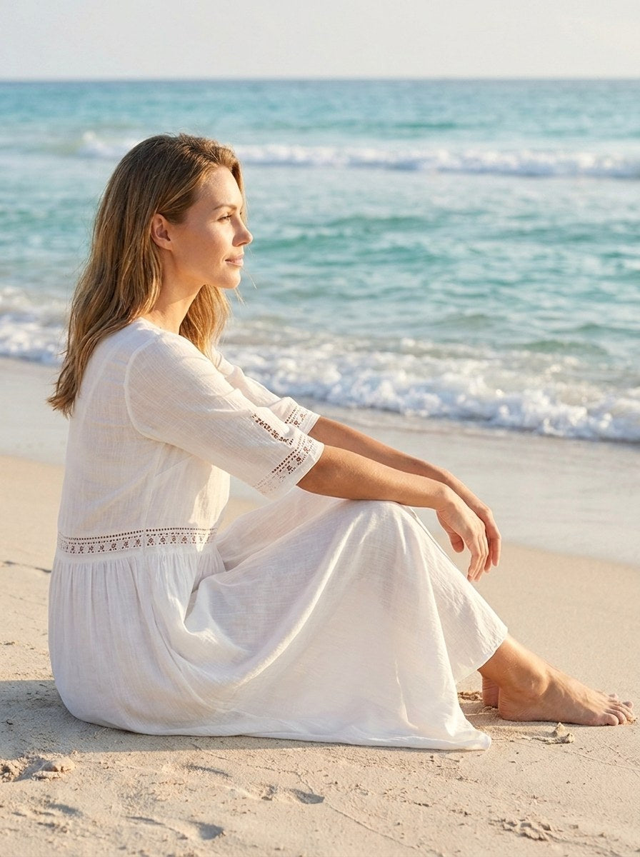 Maribel | Women's Cotton Midi Dress - image 4