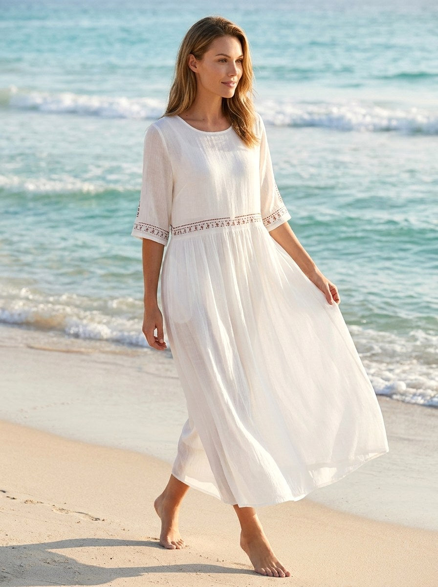 Maribel | Women's Cotton Midi Dress - image 5