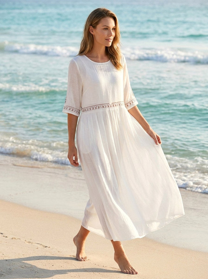 Maribel | Women's Cotton Midi Dress - image 5