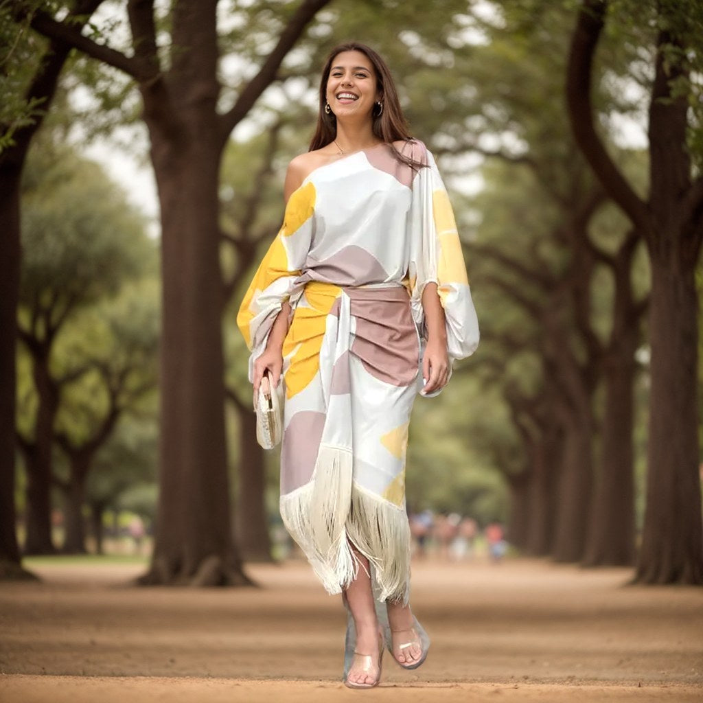 Mariska | Women's One Shoulder Midi Dress - image 3